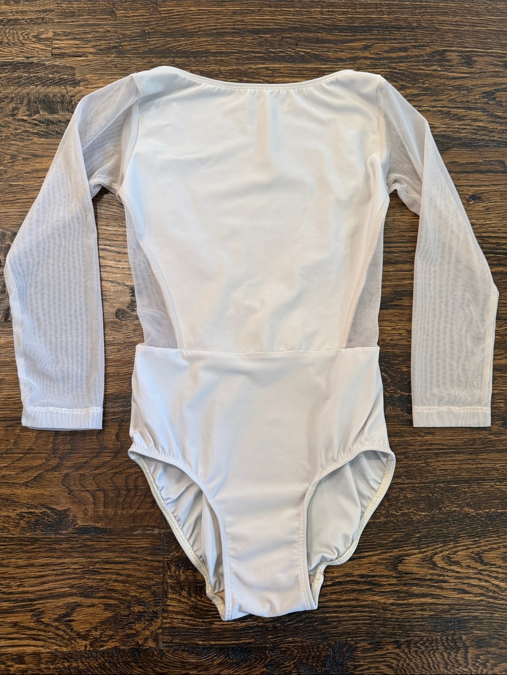 Eleve Dancewear Ivory 3/4 Long-Sleeve Mesh-Panel Leotard